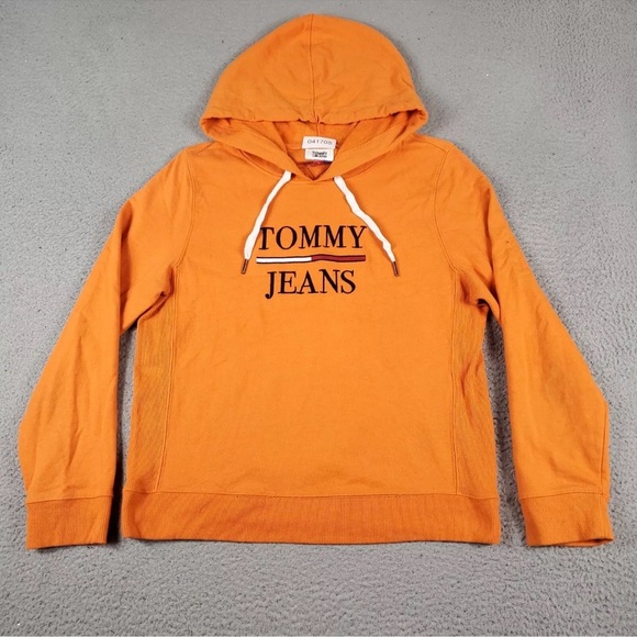 Tommy Jeans Orange Hoodie | Size Large - Picture 2 of 5